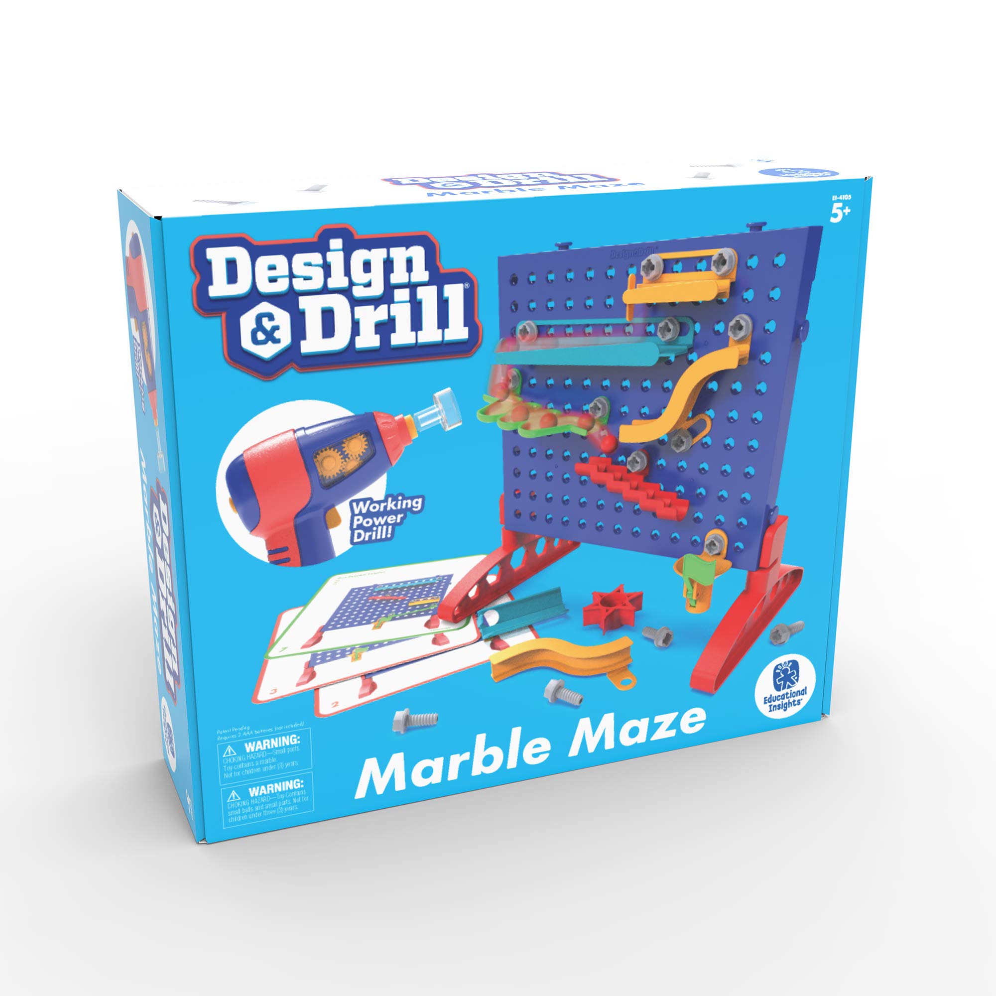 Educational Insights Design & Drill Marble Maze, Marble Run STEM Toy, Over 50 Pieces, Ages 5+
