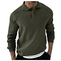 DuDubaby Mens Mock Neck Button Sweater Twisted Stand Collar Knitted Pullover Sweater