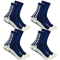 Men's Soccer Socks - Non Skid Anti Slip Socks for Football Basketball Hockey Rugby Sports 4 Pair