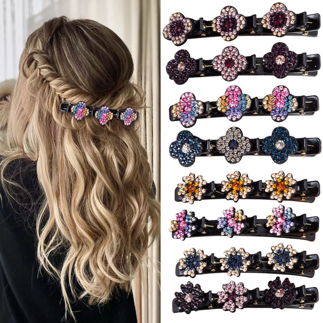 Mua Sparkling Crystal Stone Braided Hair Clover Clips for Thick Thin Hair,  Girls / Women Hair Accessories for Styling Sectioning, Large, 8 Pcs trên  Amazon Mỹ chính hãng 2023 | Giaonhan247