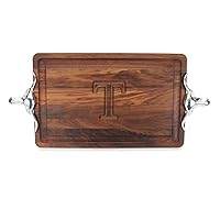 W220-LLH-T Thick Carving Board with Large Longhorn Handle in Cast Aluminum, 15-Inch by 24-Inch by 1.25-Inch, Monogrammed 