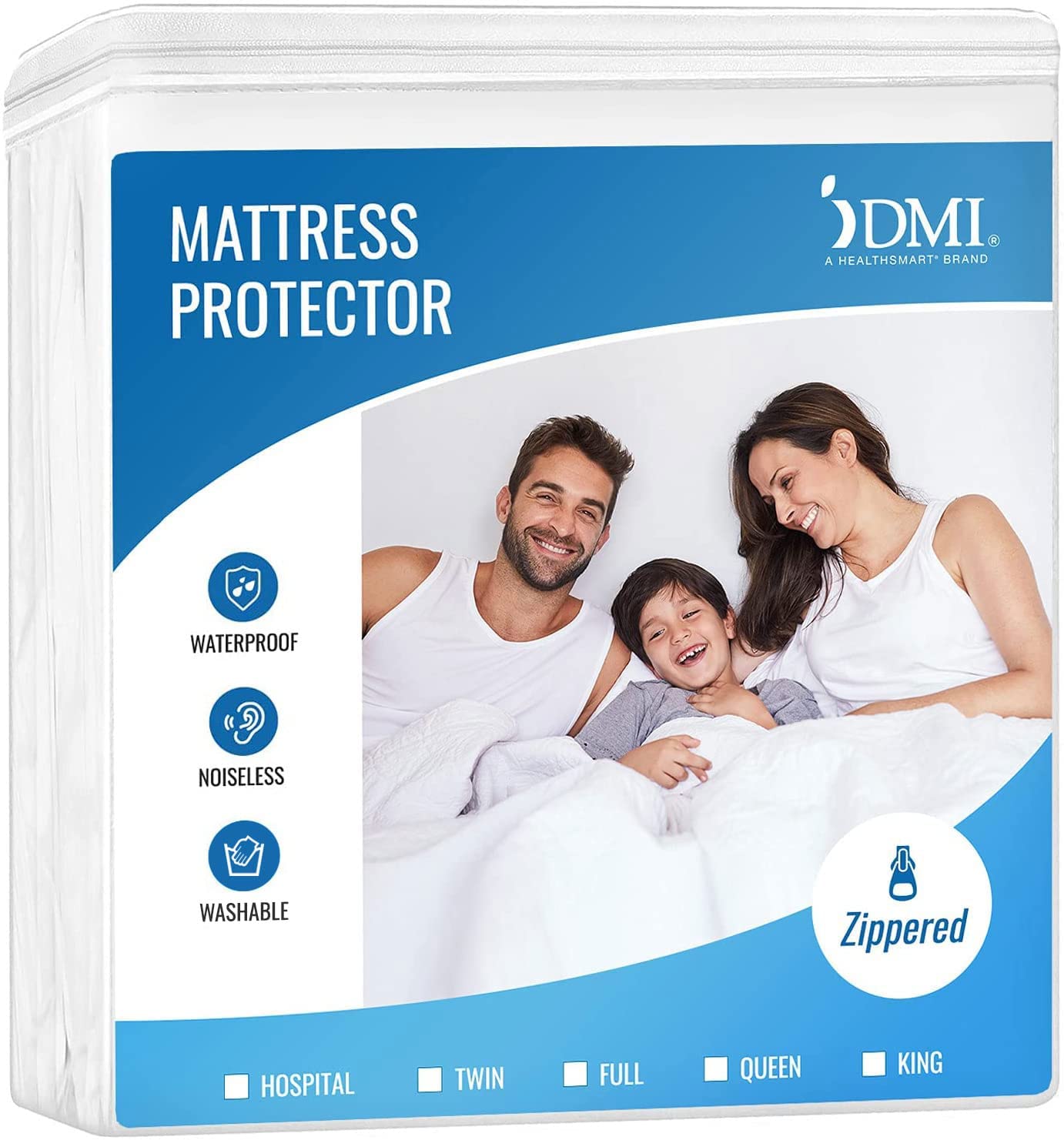 DMI Waterproof Mattress Protector and Mattress Cover, Encased Zippered Fit, Twin, Packaging may vary