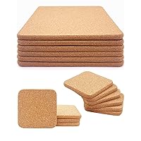 6 Pack 8 Inch High Density Thick Cork Trivets for Hot Dishes & 8 Pcs Cork Coasters for Drinks, Square Extra Thick Absorbent Cork Coaster Sets