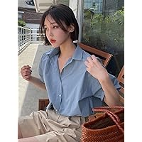 Women's Tops Solid Button Front Shirt Sexy Tops for Women