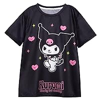 Kuromi Short Sleeve T-Shirt Women's Crew Neck T Shirts Girls Kawaii Cartoon Graphic Summer Tee Tops