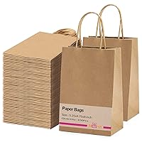 MESHA Kraft Paper Bags 5.25x3.75x8 Brown Small Gift Bags with Handles Bulk,100 Pcs Kraft Paper Bags for Small Business,Birthday Wedding Party Favor Bags,Paper Shopping Bags