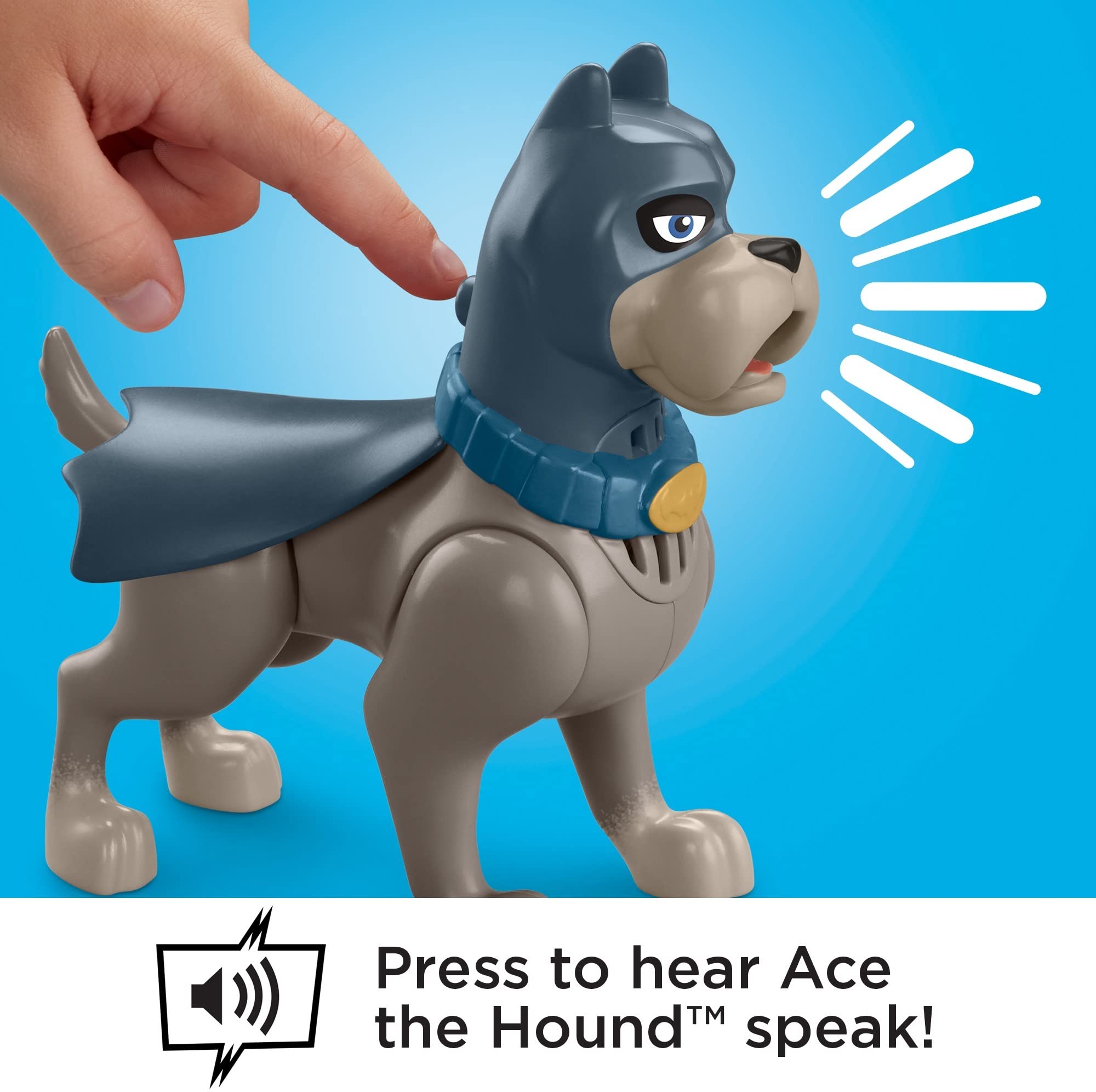 Fisher-Price DC League of Super-Pets Toy Talking Ace Poseable Figure with Sounds and Phrases for Preschool Kids Ages 3+ Years