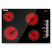 Electric Cooktop 30 Inch, Built-in Radiant Electric Stove Top 4 Burners 220-240V 7500W with Knobs, 9 Heating Levels, Timer, Child Lock, Residual Heat Indicator, Pause Key, Hard Wired, No Plug