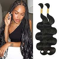 Body Wave Bulk Human Hair for Braiding 100% Unprocessed Brazilian Hair No Wefts 20inch (100g (Pack of 2)) Human Hair Braids Extension Remy Human Hair for Micro Braids Hair #1B Color