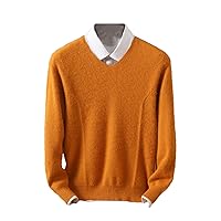 Men's 100% Mink Cashmere Sweater V-Neck Pullovers Knit Sweater Autumn and Winter Long Sleeve Wool Sweater
