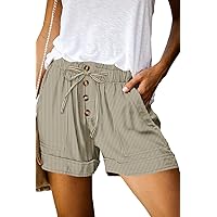 KISSMODA Womens Summer Shorts Leopard/Camo/Solid/Floral Print Elastic Waist Pocketed Casual Pants