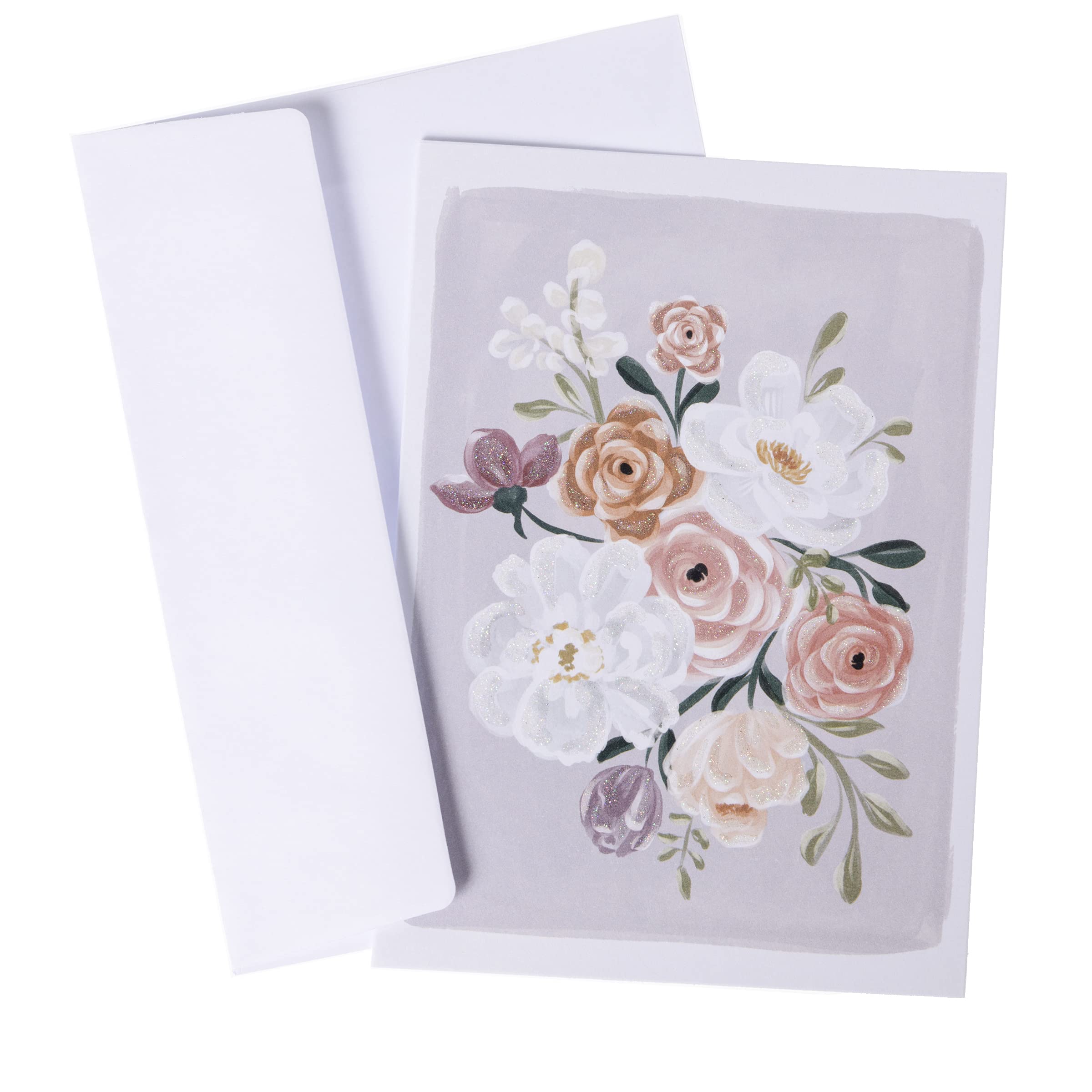 Graphique Floral Assorted Cards | Pack of 20 Blank Cards with Envelopes | All Occasion Greetings | 4 Assorted Designs with Glitter Accents | Boxed Set for Personalized Notes | 4.25