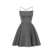 Elegant Short Glitter Homecoming Dresses with Pockets A-Line Spaghetti Party Dresses for Women
