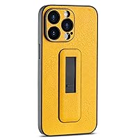 ZIFENGX- Slim Case for iPhone 15 Pro Max/15 Pro/15 Plus/15, Camera Lens Protection Cover, High Grade Leather Push-Pull Stand Phone Case (15,Yellow)