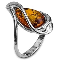 Baltic Amber Sterling Silver Drop Ring