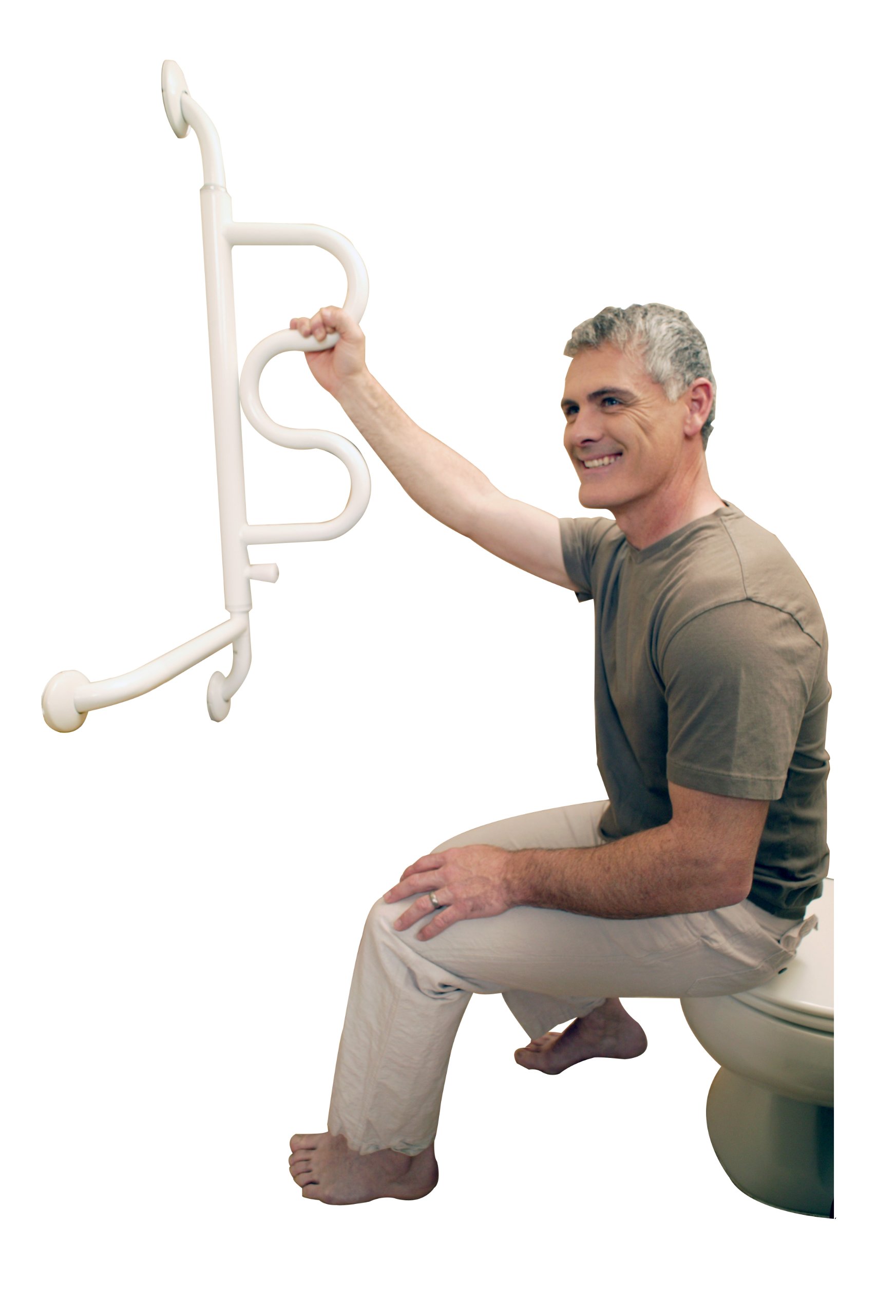 Stander Curve Grab Bar with Handrail, 14-Inch Bathroom Security Assist Bar for Toilet, Shower, and Bathtub Aid, Rotating Safety Handle, Wall Mounted Swing Grab Bar for Adults, Seniors, and Elderly