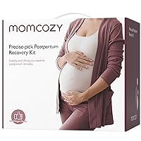 Momcozy Postpartum Essentials Recovery Kit, Labor Delivery Mom Care Kit, Self-Absorbent Disposable Underwear Upside Down Peri Bottle Instant Soothing Ice Pads Natural Essence Foam Canvas Bag Set