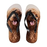 Vantaso Slim Flip Flops for Women Red Poodle Dog Yoga Mat Thong Sandals Casual Slippers