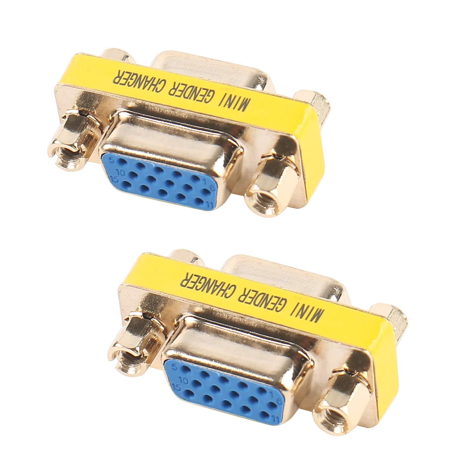 BENFEI VGA Coupler, 2-Pack VGA/SVGA Adapter HD15 Female to Female Gender with Gold-Plated Cord