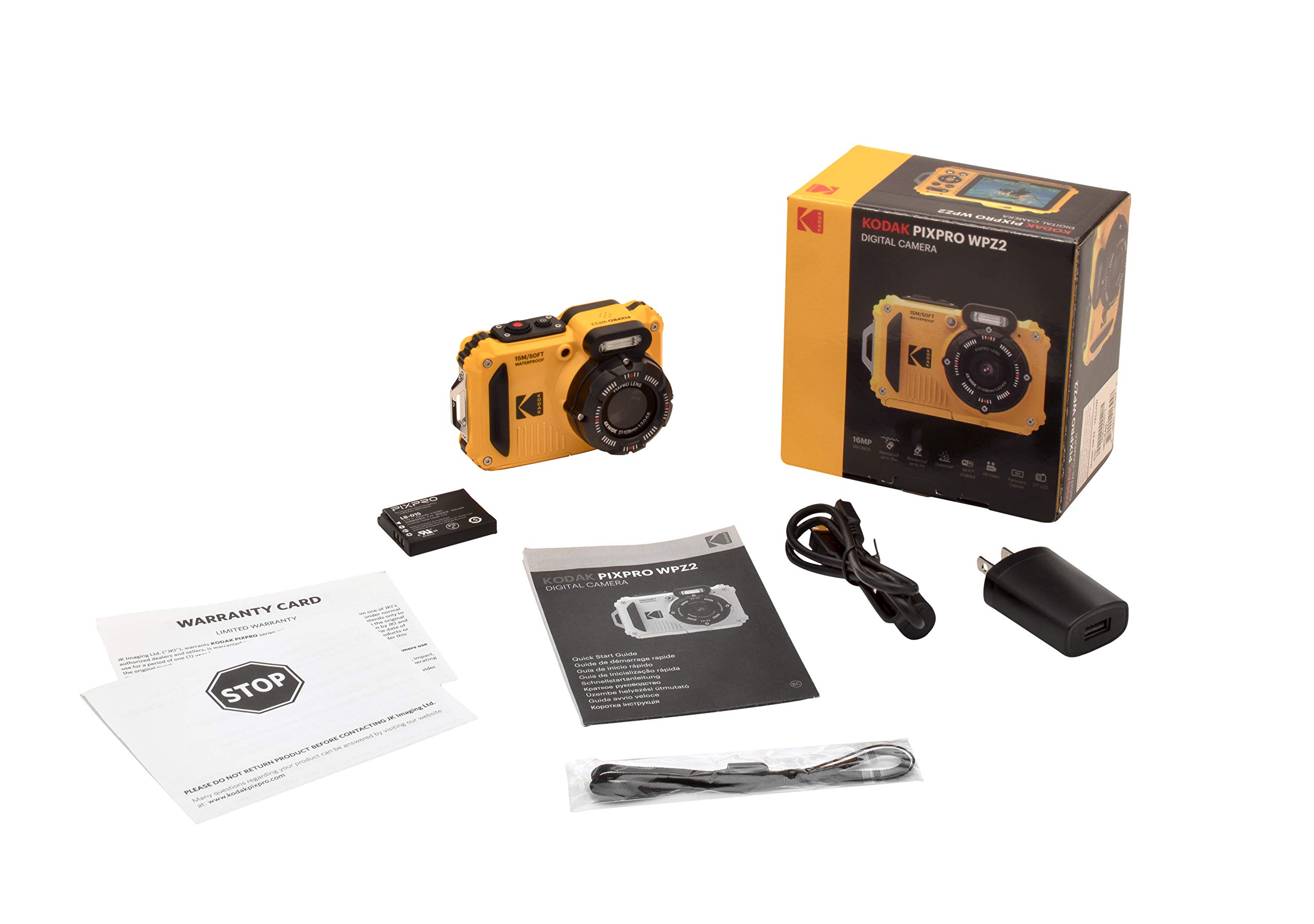 KODAK PIXPRO WPZ2 Rugged Waterproof Shockproof Dustproof WiFi Digital Camera 16MP 4X Optical Zoom 1080P Full HD Video Vlogging Camera 2.7