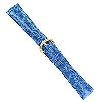 18mm DeBeer Blue Handcrafted Genuine Crocodile Skin Ladies Hand Made Watch Band Short