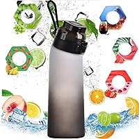 Air Water Bottle, 700ML Scent Water Bottle with 5 Flavour Pods, Leak Proof Sports Air Water Bottle 0% Sugar Water Cup BPA Free, Sports Water Bottle Suitable for Outdoor Sports, Gym, Gift (black)