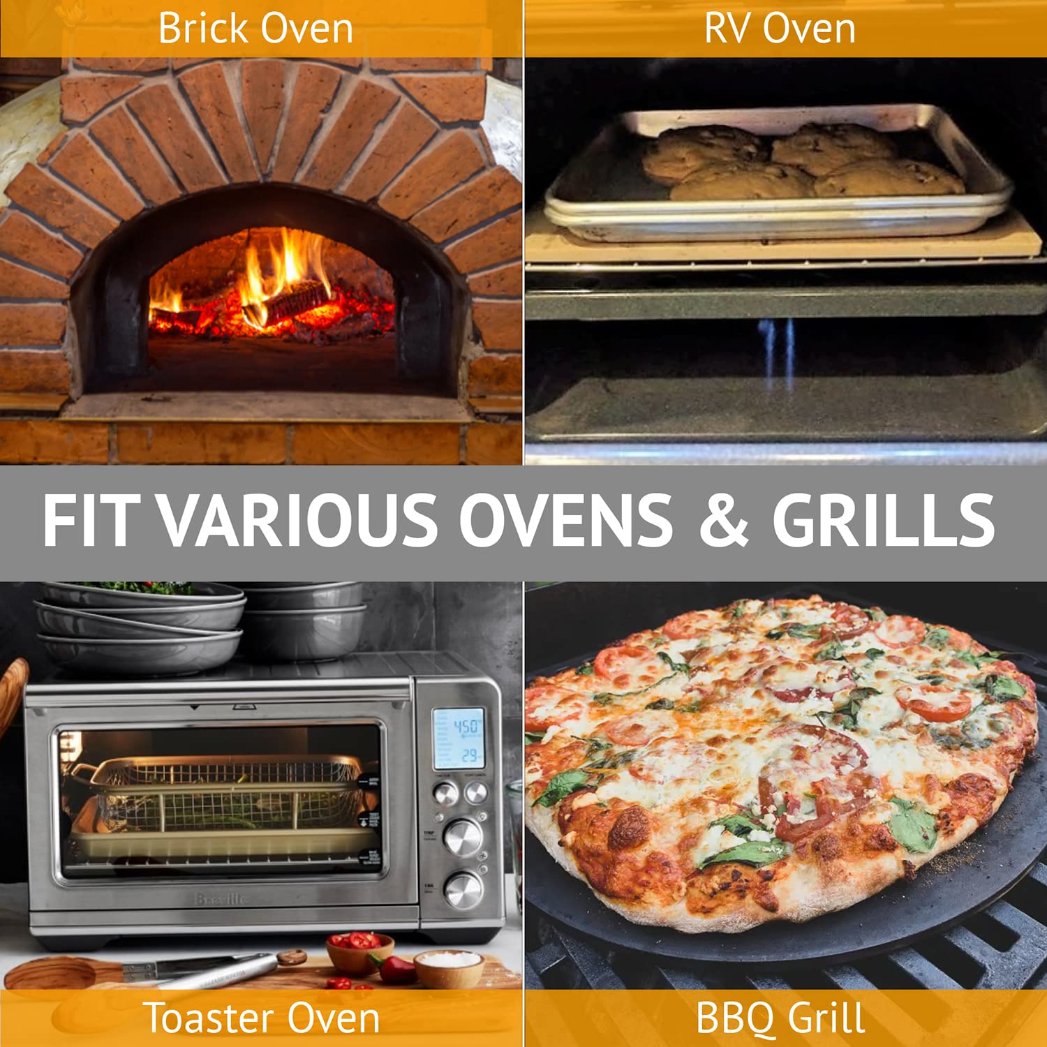 waykea 12” Round Pizza Stone for Grill, Oven or RV Oven | Cordierite Grilling Stone Bread Baking Stone