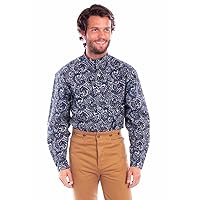 Scully Western Shirt Mens Long Sleeve Paisley Button Green F0_RW349