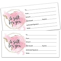 25 Blank Gift Certificates for Small Business, Clients or As Luxury Holiday Vouchers, Massage, Hair & Nail Salon Spa, Restaurants, DIY Coupon Cards for Birthday, Mom Valentines Day, Him & Her.