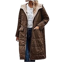 Women 2023 Hooded Sherpa Fleece Reversible Coats 2023 Winter Warm Zip Up Padded Outerwear Thicken Fashion Overcoat