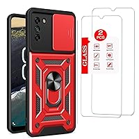 for Nokia G400 5G Case with [2 Pack] Tempered Glass Screen Protector, Nokia G400 [Military-Grade] Protective Armor，with Lens Protects Magnetic Kickstand Car Mount Holder Phone Case (Red)