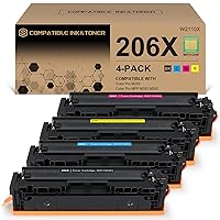 206X High Yield Toner Cartridges 4 Pack (with Chip) Works with HP Color Pro MFP M283fdw M283cdw, Pro M255dw M255nw, MFP M282nw M283 M282 M255 Printer | W2110X W2111X W2112X W2113X 206A W2110A