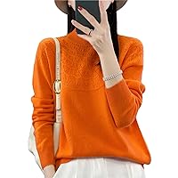 Autumn Winter Women Mock-Neck Basic Sweater 100% Merino Wool Pullover Hollow Solid Cashmere Bottoming Shirt