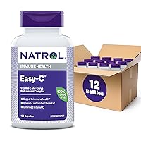 Natrol Easy-C Supports Immune Health with Vitamin C and Bioflavonoids, Bios Vegi Capsules, 500 mg, 120 Count (Pack of 12)