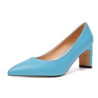 SKYSTERRY Womens Dress Wedding Pointed Toe Slip On Matte Block Mid Heel Pumps Shoes 2.5 Inch