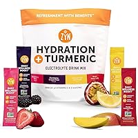 ZYN Turmeric Electrolyte Drink Mix for Gut Health Hydration Packets with Vitamins, Zinc & Curcumin, Recovery, Low Sugar Packets with Piperine, Variety, 16 Pack