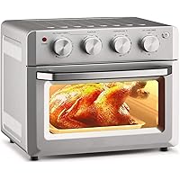 Rainfally 19QT 1550W Air Fryer Toaster Oven Combo, 7-in-1 Countertop Convection Oven w/Air Fry, Bake, Broil, Toast, Dehydrate, Pizza, Warm Function, Timer, Temperature Control, 5 Accessories (Silver)