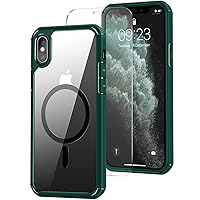 Magnetic Case Designed for iPhone Xs Max Case [Compatible with MagSafe] with Screen Protector Anti Scratch Protective Phone Case (Green)