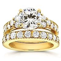 Kobelli Art Deco Moissanite Bridal Rings Set 3 CTW 14k Yellow Gold
