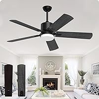 Biukis Ceiling Fan with Lighting, Quiet 6 Speeds, 3 Dimmable Colour Temperatures, Ceiling Fan with Remote Control, Quiet, Timer 1/2/4 Hour, Diameter 132 cm, for Living Room, Bedroom and Dining Room