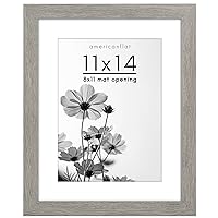 Americanflat 11x14 Picture Frame in Grey Wood - Use as 8x11 Picture Frame with Mat or 11x14 Frame Without Mat - Engineered Wood Photo Frame with Wood Grain Finish and Shatter-Resistant Glass for Wall