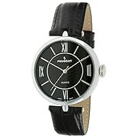 Peugeot PP Women Large Easy to Read Dial Wrist Watch with Roman Numerals & Leather Band Strap