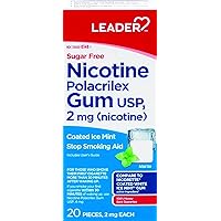 Leader Nicotine Gum Stop Smoking Aid, 4 mg, Nicotine Transdermal System, Original, Polacrilex Quit Smoking with Behavioral Support Program (Ice Mint, 20 Count)