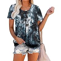 ZOLUCKY Womens Casual Short Sleeve Tunic Tops Scoop Neck T Shirts Summer Loose Fit Tunics