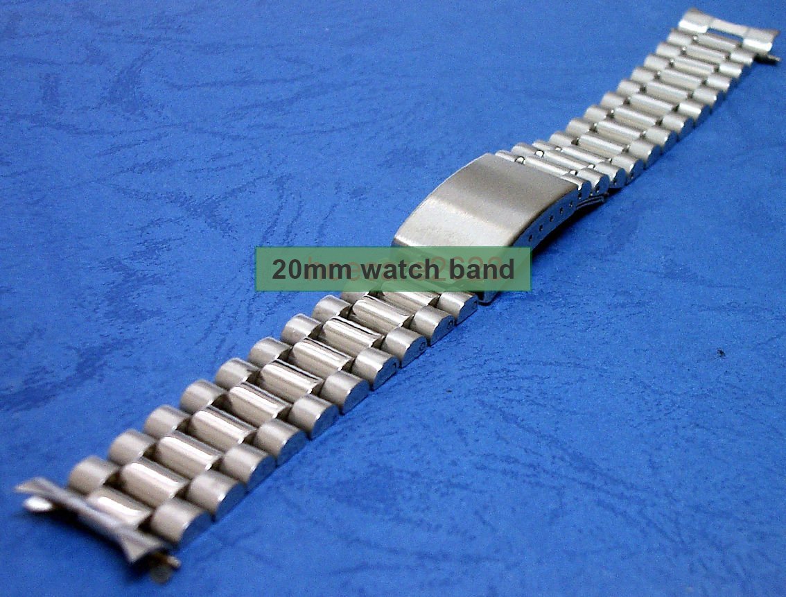 20mm Solid Stainless Steel 70's Vintage Style Watch Band 0257