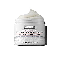 Kiehl's Ultra Facial Overnight Hydrating Face Mask with 10.5% Squalane, Deeply Hydrates Skin & Strengthens Moisture Barrier, Treats Dryness & Flaky Skin, Paraben-free, Fragrance-free, All Skin Types