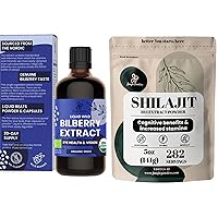 Organic Wild Bilberry Extract for Eyes Bilberry Supplement for Eyes, Shilajit Powder for Men 10:1 Extract Immune Support Energy Supplement
