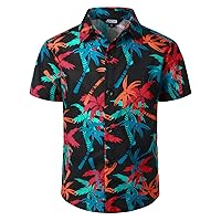 JOGAL Boy's Hawaiian Shirt Short Sleeve Floral Button Down Beach Shirt