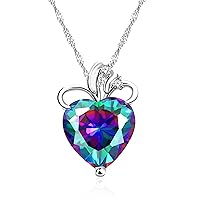 Fashion Love Heart Crystal Pendant Valentines Birthday Necklace Silver Color N437
