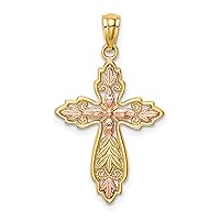 14K White and Yellow Gold Two-Tone Cross Pendant
